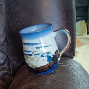 Blue and White Ceramic Coffee Mug for Kitchen